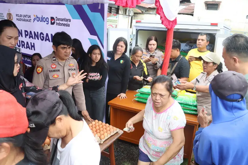 Bazar Pangan Murah Polres Minahasa Bekerja Sama dengan Bulog Didukung BRI Cabang Tondano Sukses Digelar, Beras SPHP hingga Minyak Kita Diburu Warga