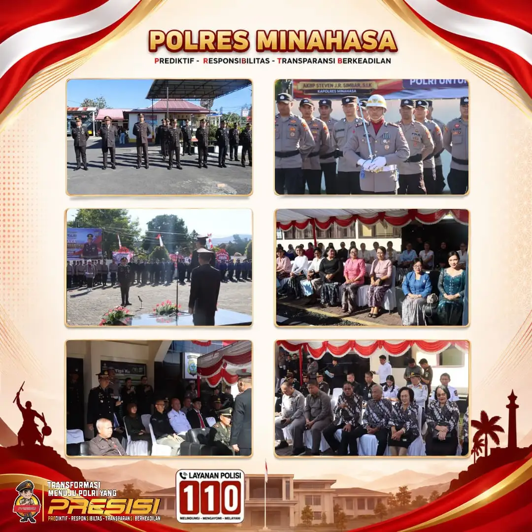 UPACARA PERINGATAN HARI BHAYANGKARA KE-80 DI POLRES MINAHASA