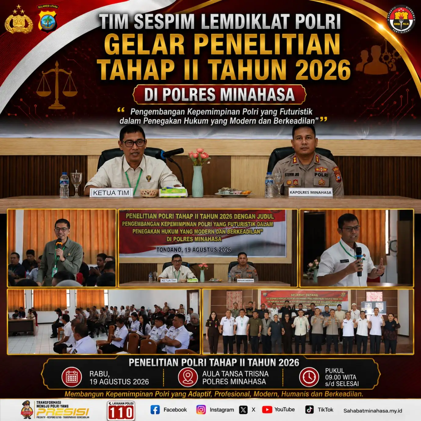 Tim Sespim Lemdiklat Polri Gelar Penelitian Tahap II Tahun 2026 di Polres Minahasa, Dorong Kepemimpinan Polri yang Futuristik dan Berkeadilan