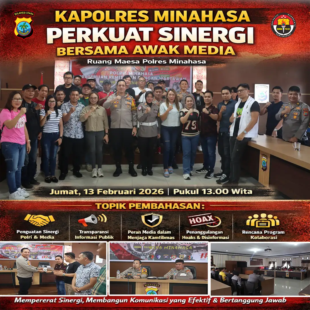 Kapolres Minahasa Perkuat Sinergi Bersama Awak Media dalam Pertemuan di Ruang Maesa