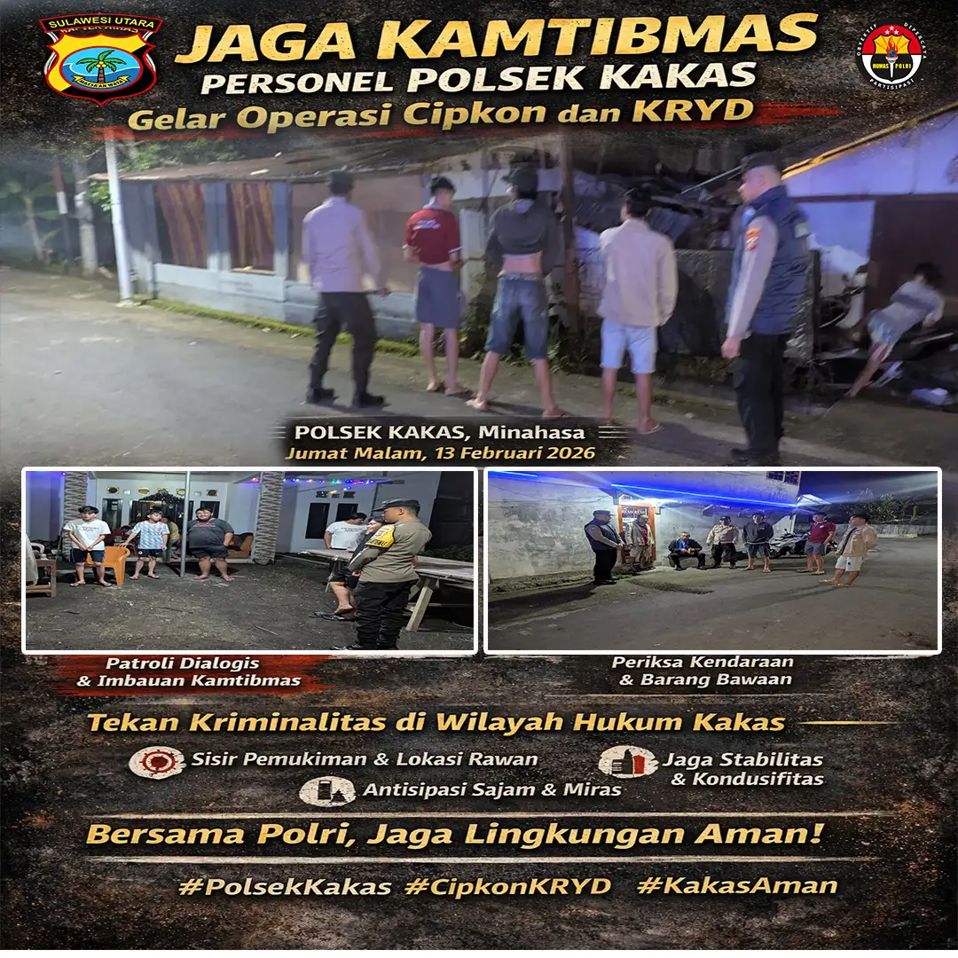 Jaga Kamtibmas, Personel Polsek Kakas Gelar Operasi Cipkon dan KRYD