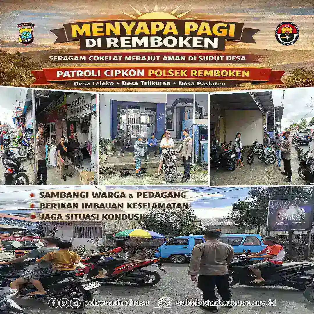 Menyapa Pagi di Remboken, Personel Polsek Gelar Patroli Cipkon di Tiga Desa