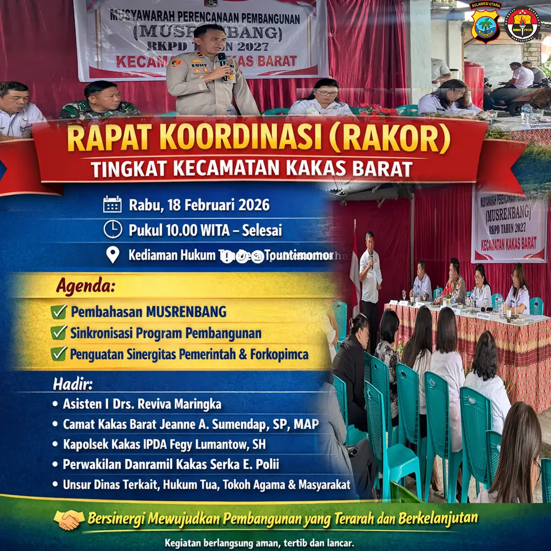 Rakor Tingkat Kecamatan Kakas Barat Bahas Musrenbang, Berlangsung Aman dan Lancar