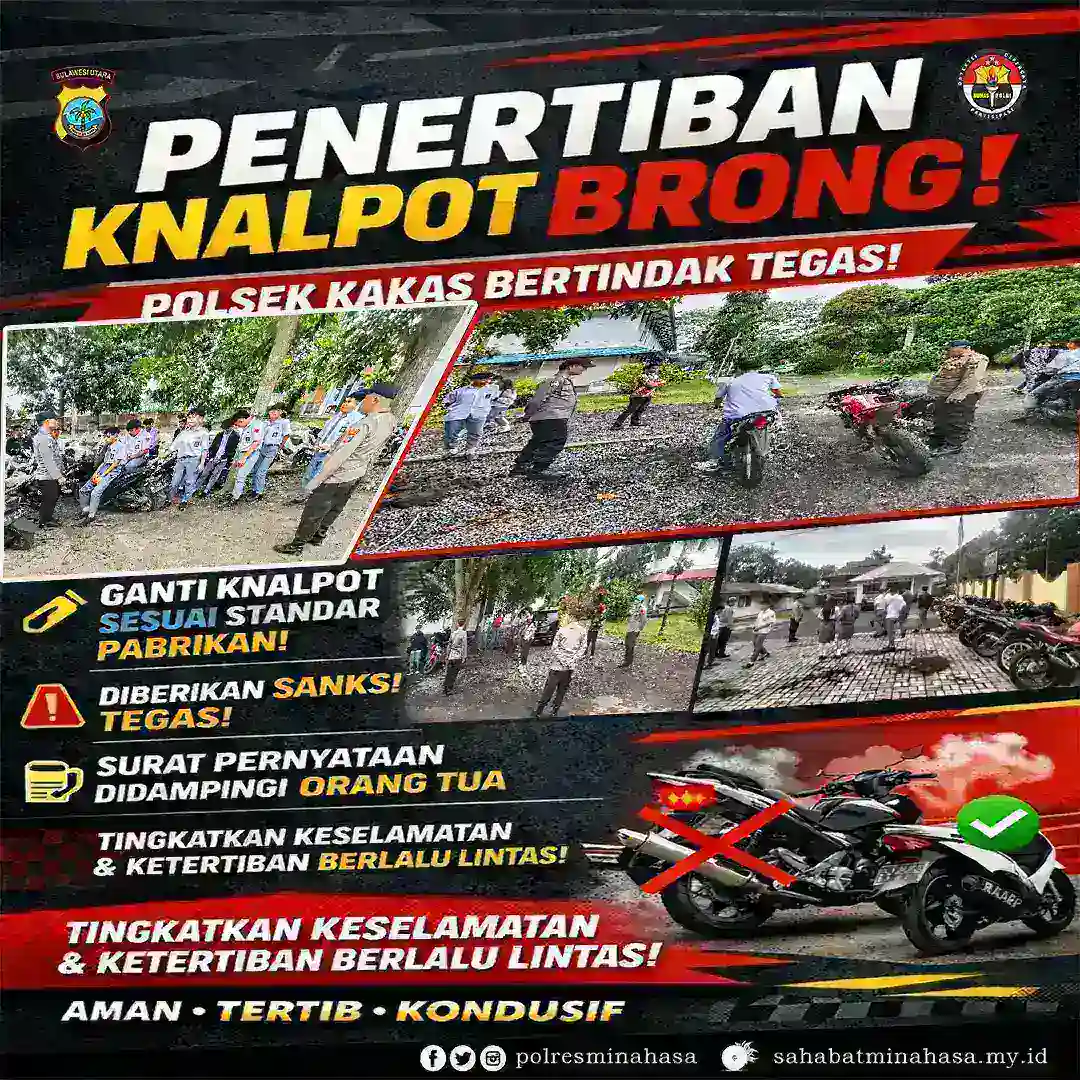 Masyarakat Resah Knalpot Brong, Polsek Kakas Gelar Razia Bersama Guru Sekolah