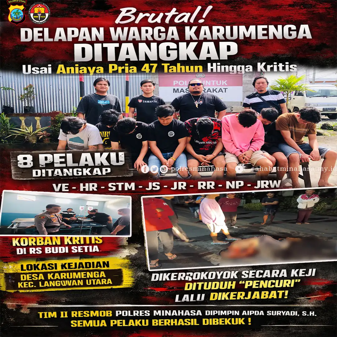 Brutal! Delapan Warga Karumenga Ditangkap Usai Aniaya Pria 47 Tahun hingga Kritis