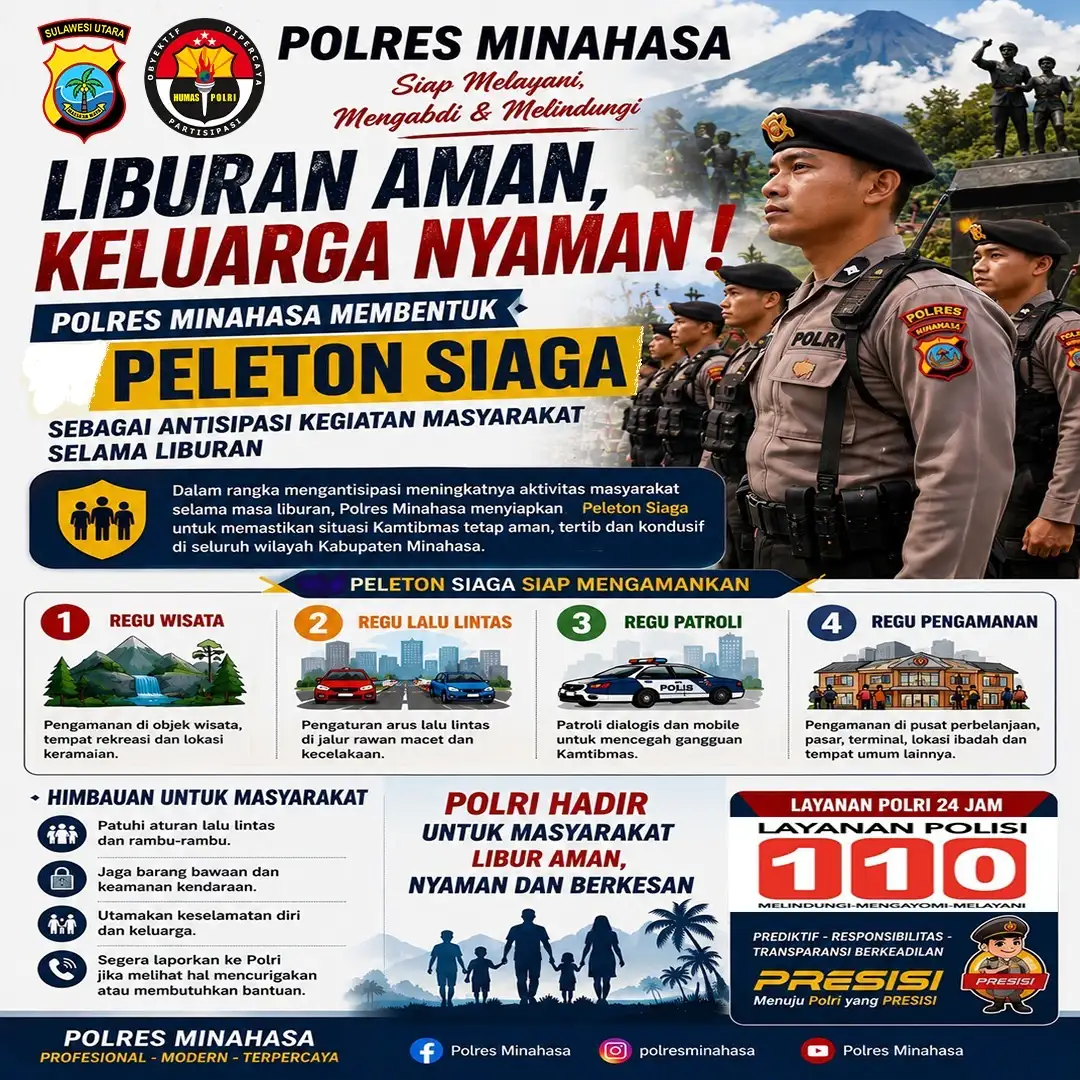 Polres Minahasa Bentuk  Peleton Siaga Antisipasi Aktivitas Libur Panjang