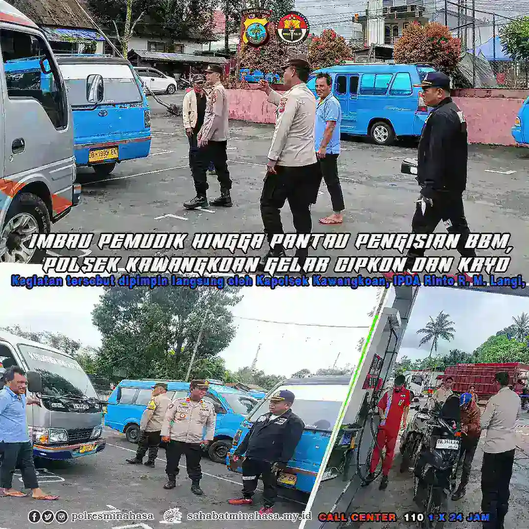 Imbau Pemudik Hingga Pantau Pengisian BBM, Polsek Kawangkoan Gelar Cipkon dan KRYD