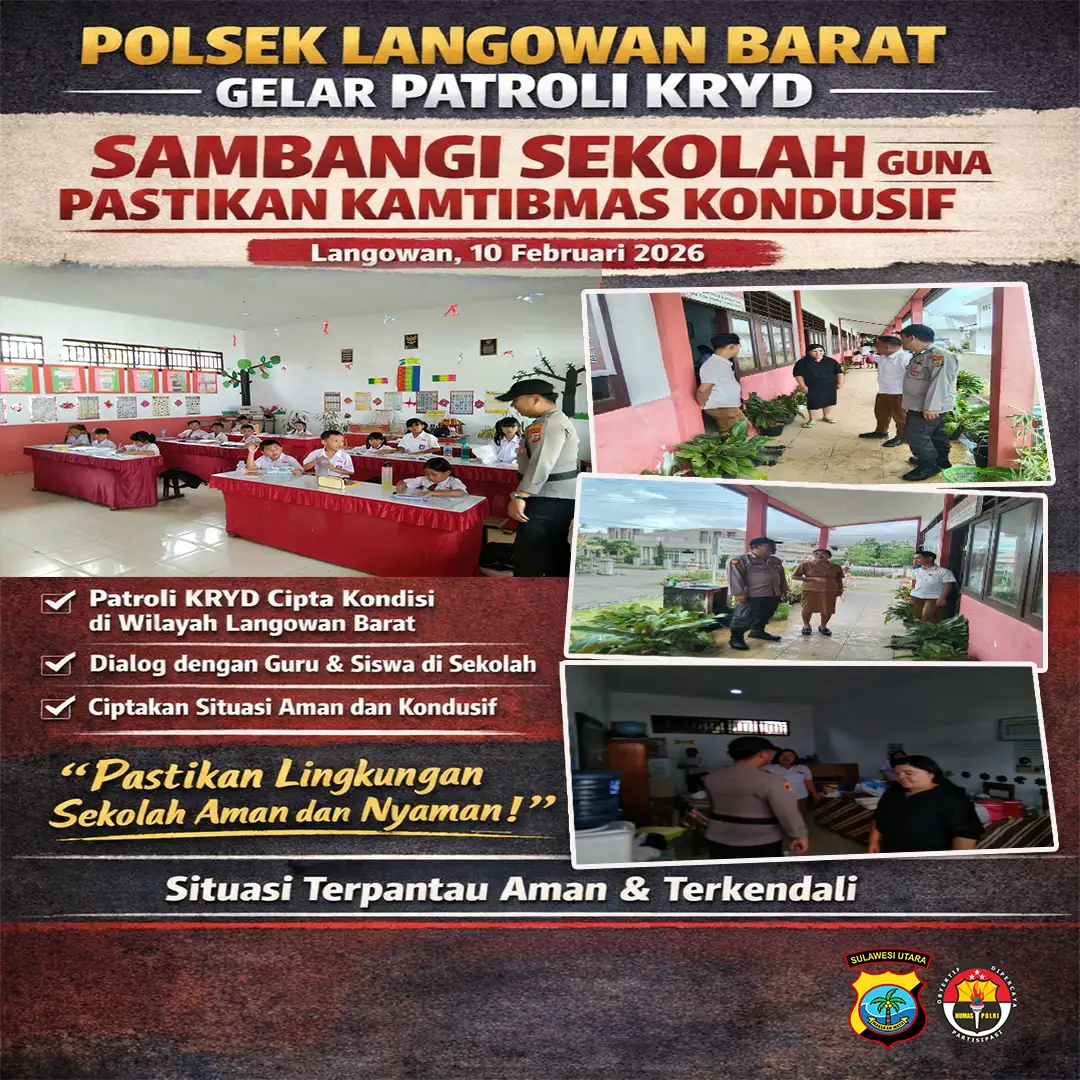 Polsek Langowan Barat Gelar Patroli KRYD, Sambangi Sekolah Guna Pastikan Kamtibmas Kondusif