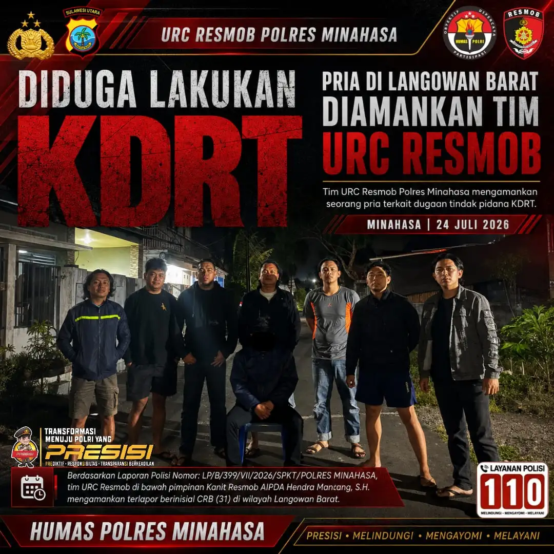 Diduga Lakukan KDRT, Pria di Langowan Barat Diamankan Tim URC Resmob