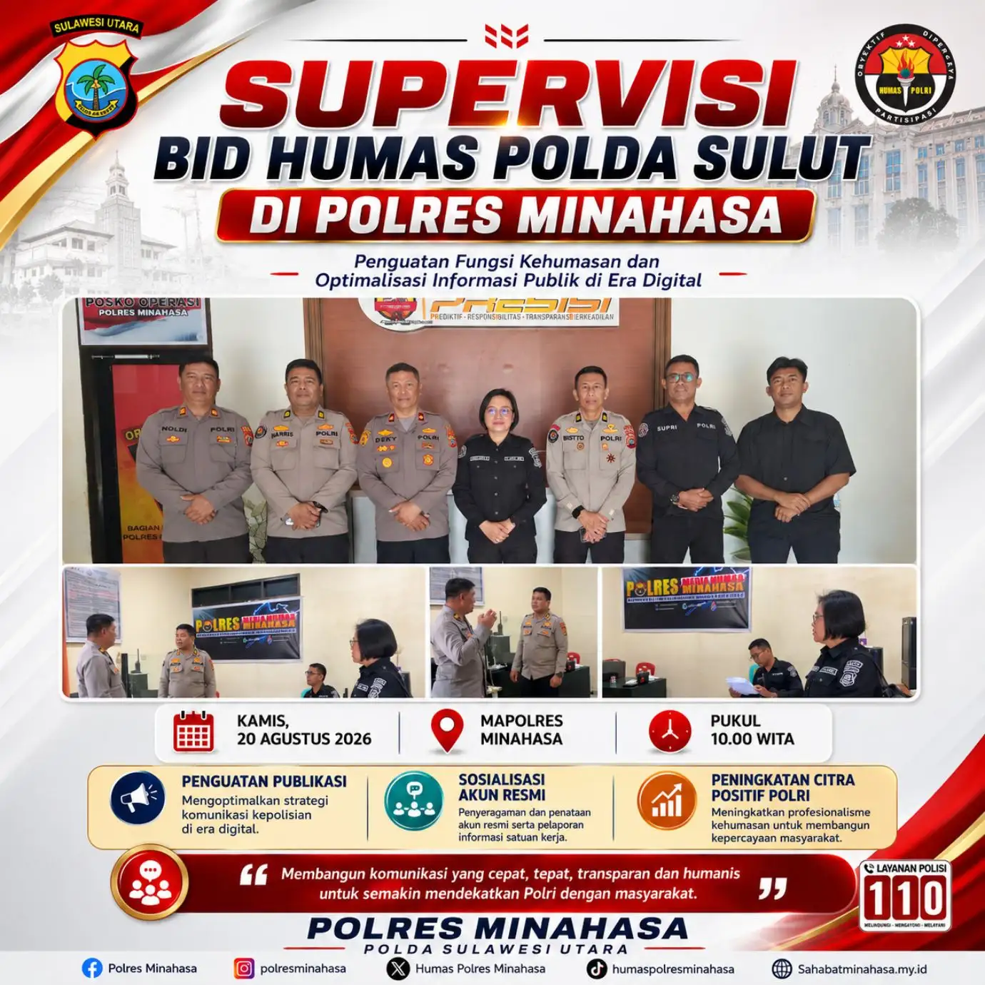 Supervisi Bid Humas Polda Sulut di Polres Minahasa