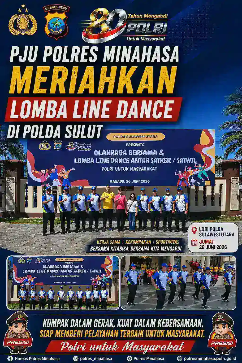 PJU Polres Minahasa Meriahkan Lomba Line Dance di Polda Sulut