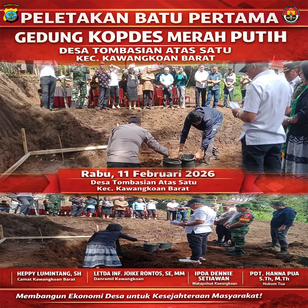 Peletakan Batu Pertama Gedung KOPDES Merah Putih Desa Tombasian Atas Satu Resmi Dilaksanakan