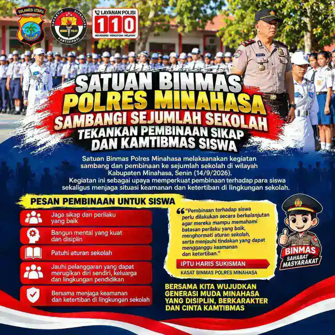 Satuan Binmas Polres Minahasa Sambangi Sejumlah Sekolah, Tekankan Pembinaan Sikap dan Kamtibmas Siswa