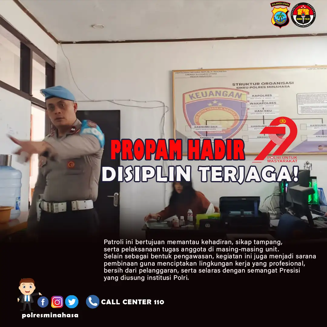 Propam Polres Minahasa Laksanakan Patroli Internal: Jaga Disiplin dan Tingkatkan Kinerja Personel