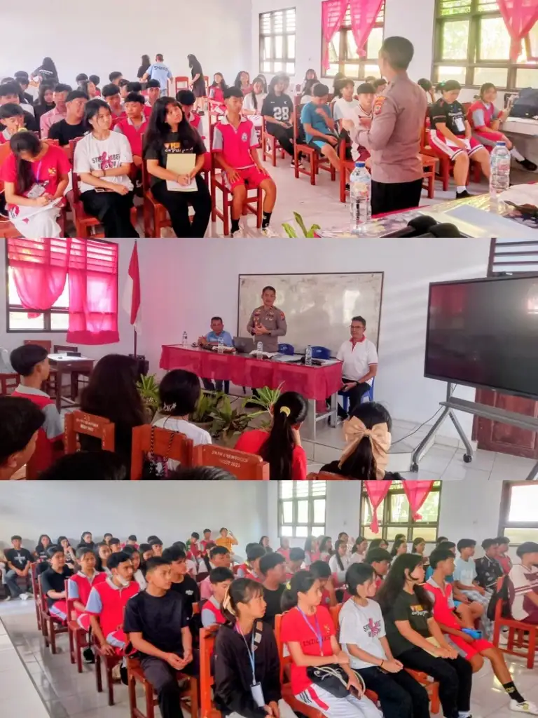 POLSEK REMBOKEN BERIKAN EDUKASI KEAMANAN LINGKUNGAN DAN PENCEGAHAN NAPZA KEPADA PESERTA MPLS SMAN 1 REMBOKEN
